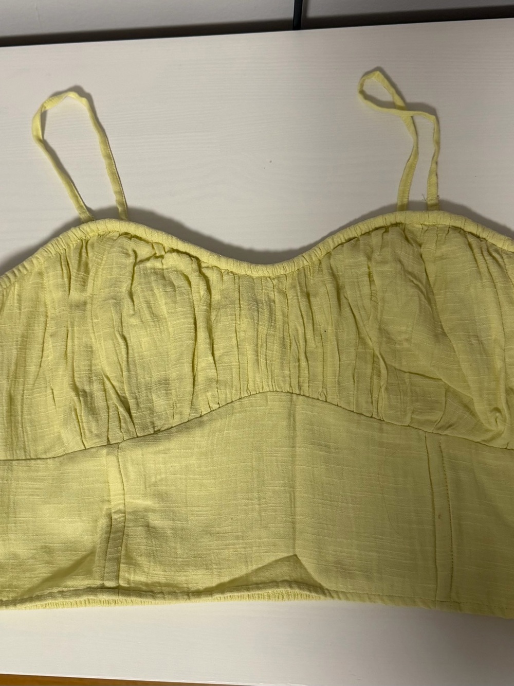 American Eagle Outfitters Yellow Green Smocked Crop Top w Removable straps